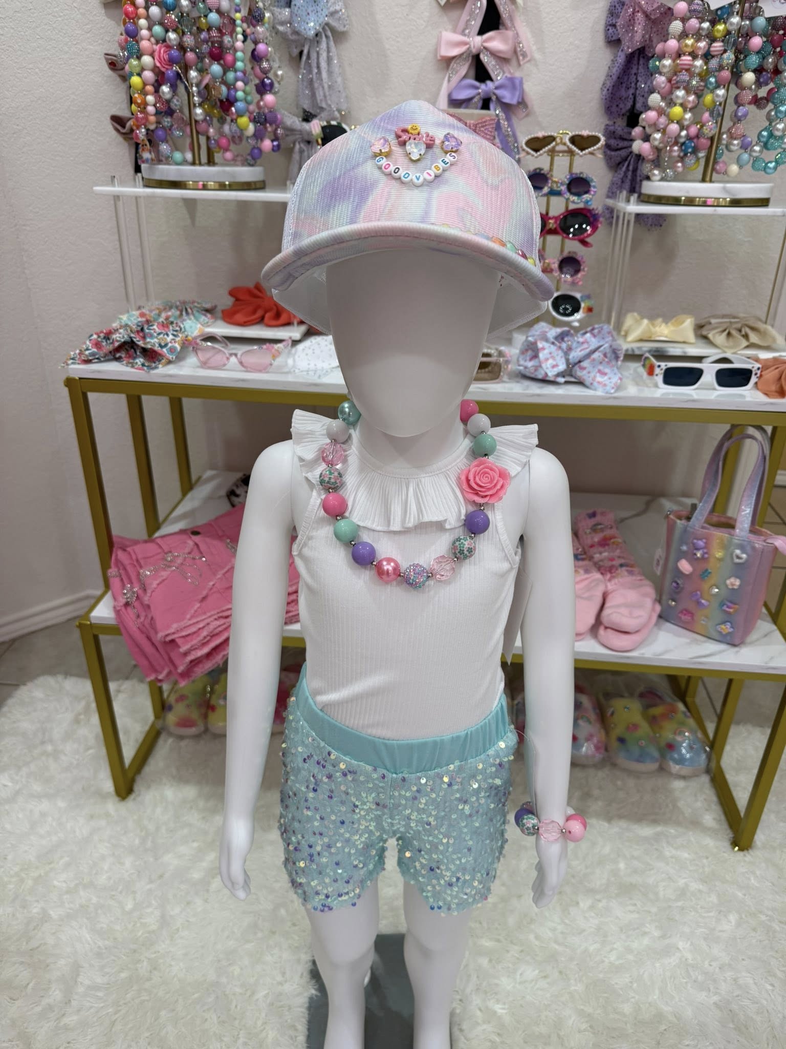 Sequin Pastel Blue Shorts